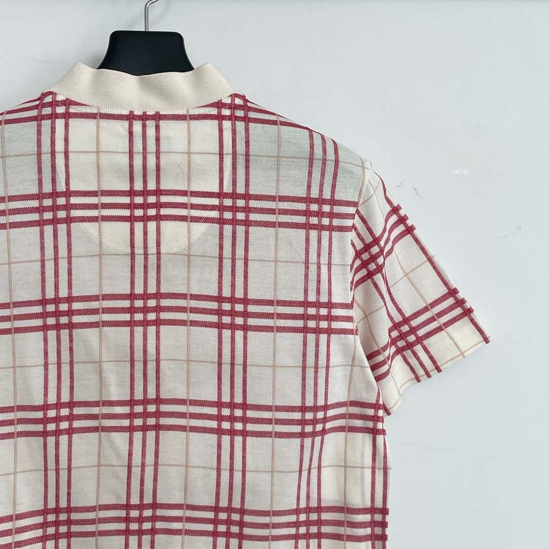 버버리 레드 체크 쿼터 집업 반팔 티셔츠 상품이미지5