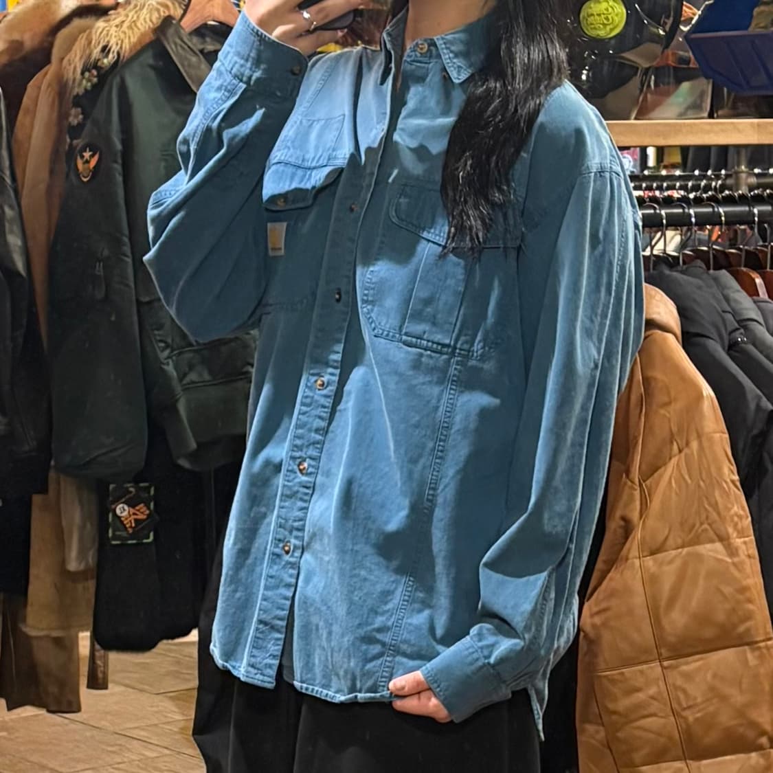 [HI]  Carhartt 칼하트 투포켓 긴팔셔츠 블루 상품이미지3