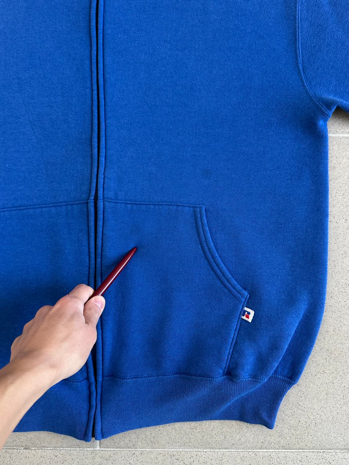 90s 빈티지 러셀 후드집업 블루 L USA 상품이미지7