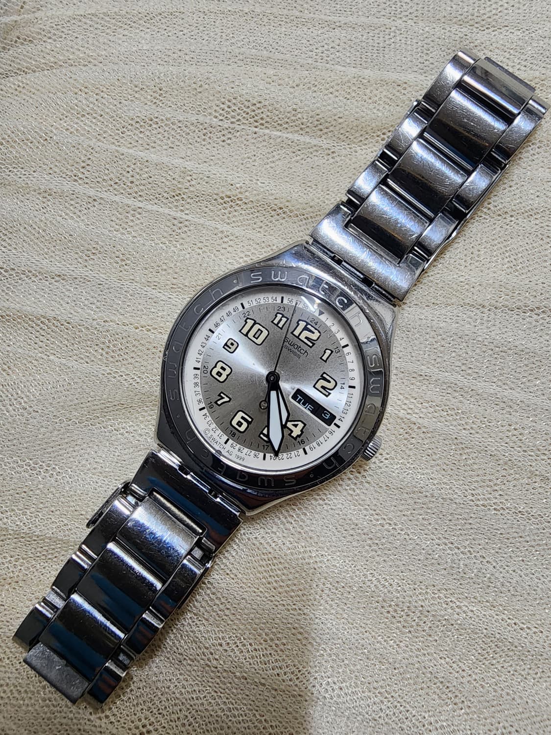 빈티지 스와치 아이러니 AG 1999 메탈 실버 시계 상품이미지2