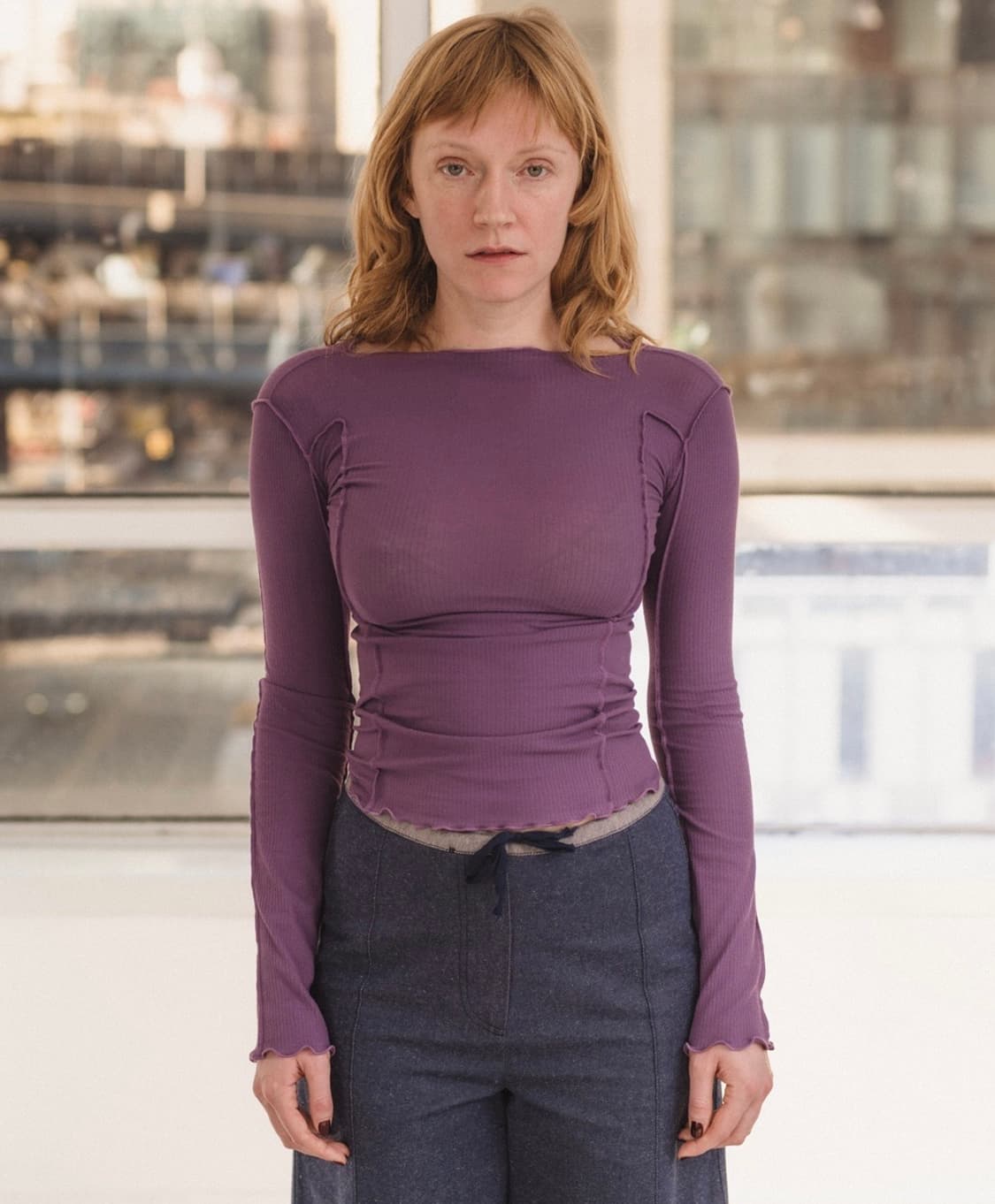 베이스레인지 오마토 롱슬리브 티 퍼플 상품이미지1