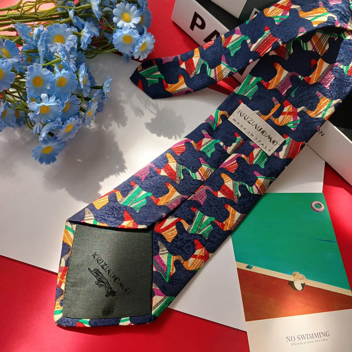 크리지아 실크 네이비 패턴 넥타이 9.9cm A등급 E912 상품이미지5