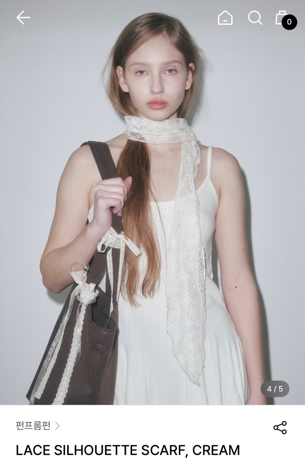 [펀프롬펀] LACE SILHOUETTE SCARF, CREAM 상품이미지1