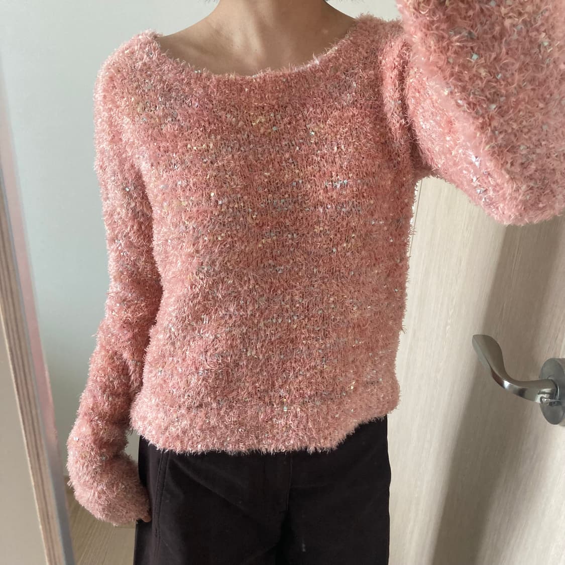 주황색 앙고라 빈티지 니트 상품이미지1