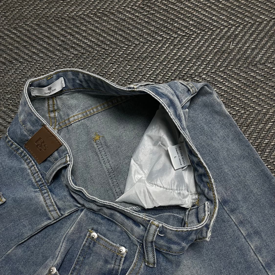 Beige soo 빈티지 워싱 데님 버뮤다 팬츠y 5242 상품이미지5