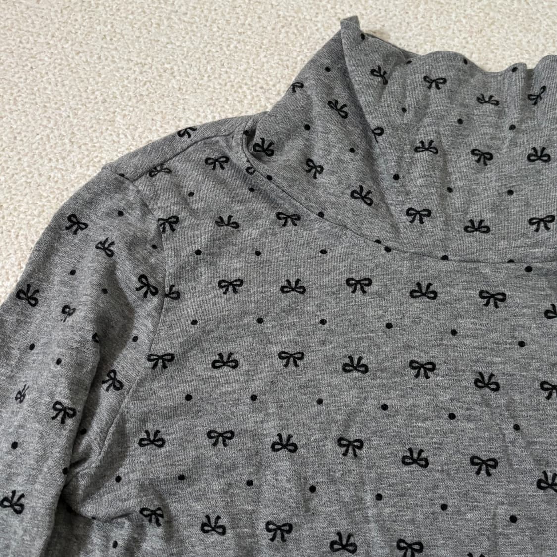 일본빈티지 유니클로 키즈 리본 그레이 딱붙 이너 탑 상품이미지4