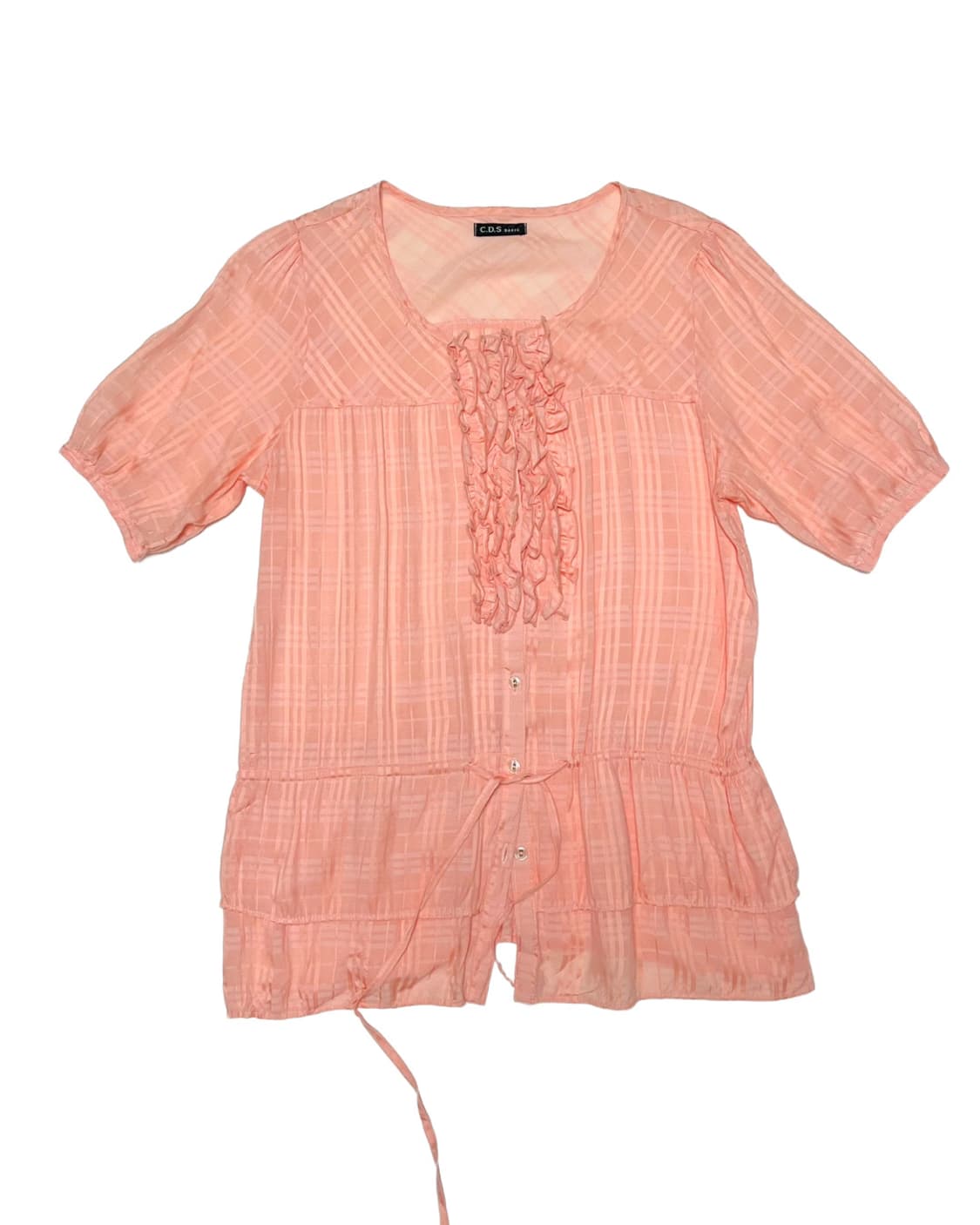 Pink check frill top 상품이미지1