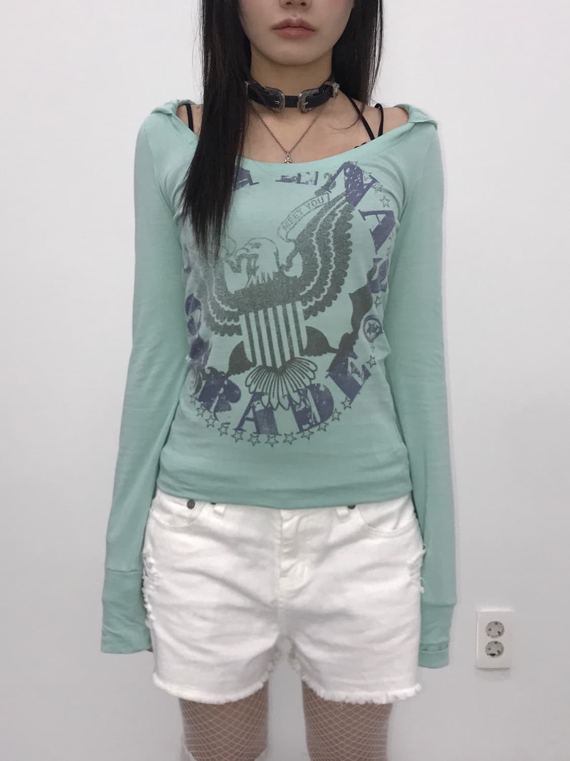 'Maison Gilfy' Eagle Graphic Mint Hoodie 상품이미지3