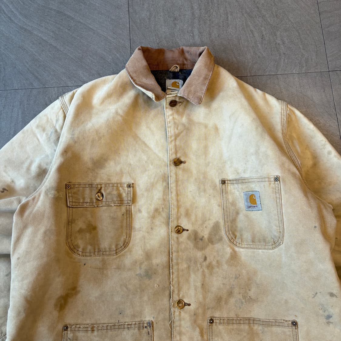 칼하트 정품 C01 베이지 덕 초어 데미지드 자켓  상품이미지2