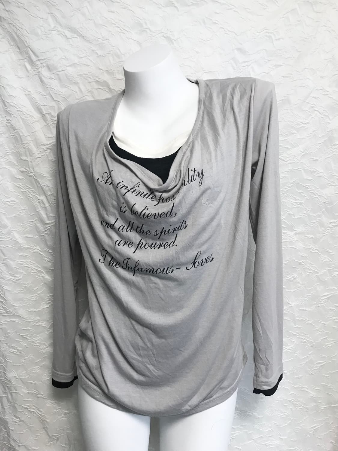 빈티지 vkei 펑크 드레이프 레이어드 레터링 롱슬리브 탑 상품이미지2