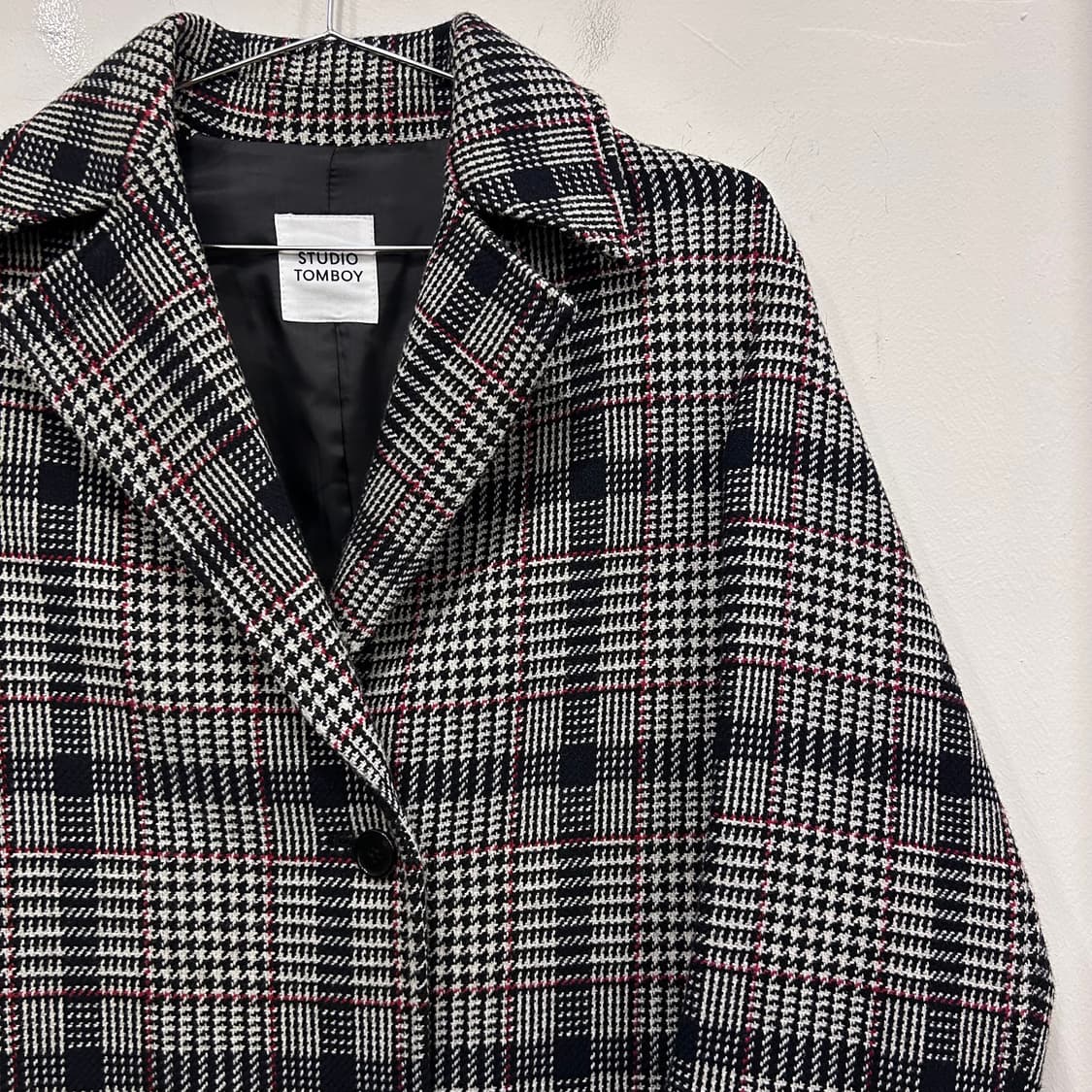 스튜디오톰보이 울 격자체크 버튼 롱코트 상품이미지1