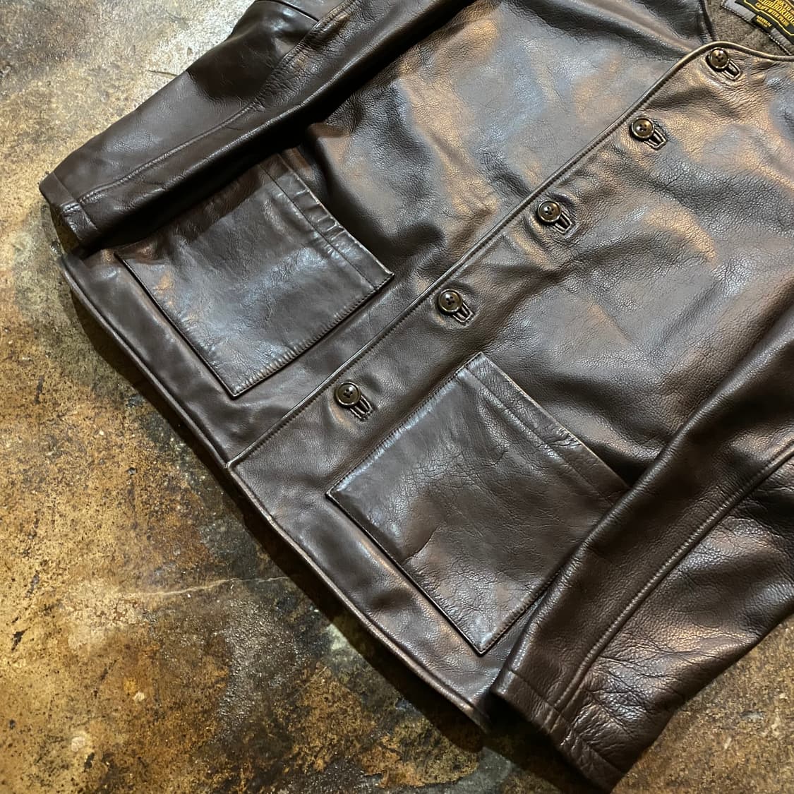 네이버후드 브라운 가죽 자켓 M 상품이미지3