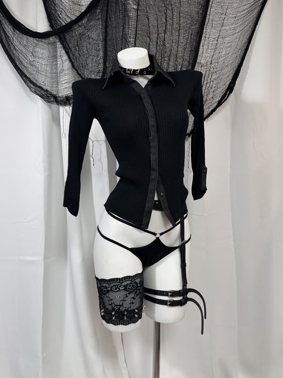 black knit shirts 상품이미지1