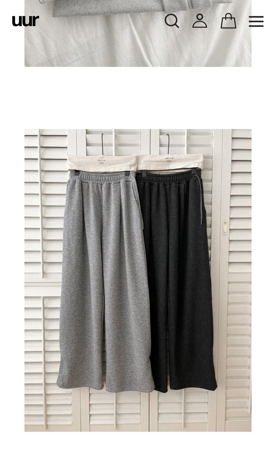 uur 유유알 사이드 핀턱 밴딩 슬랙스 라이트그레이 숏 상품이미지4