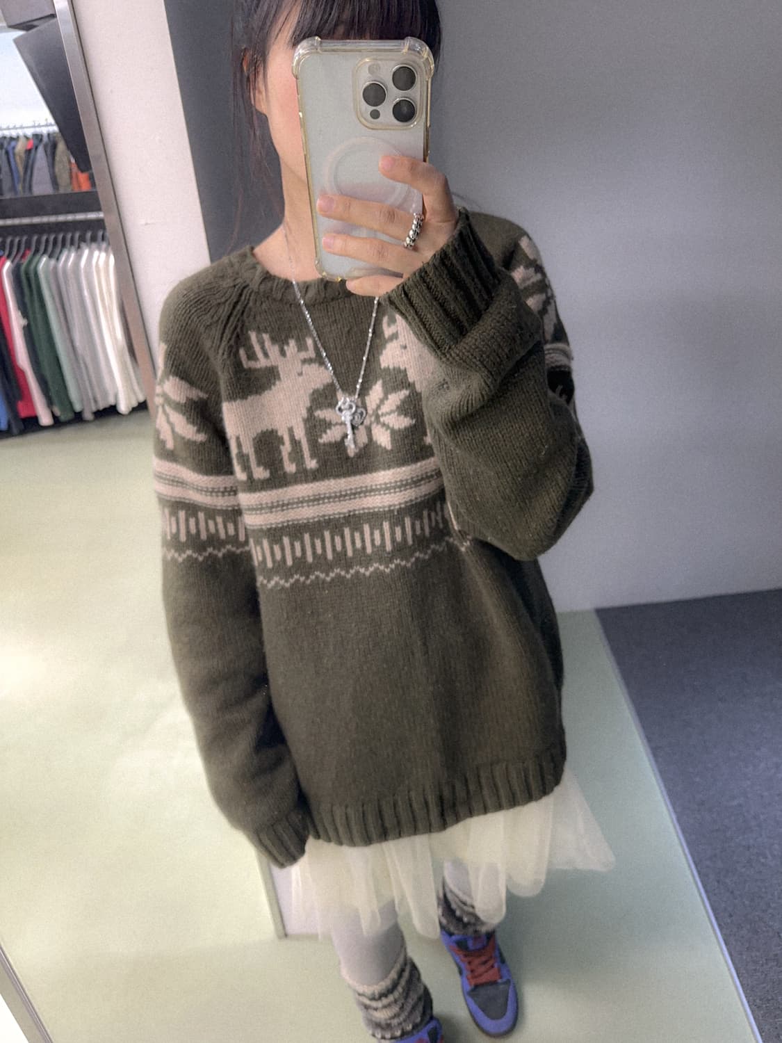 khaki winter deer wool knit 상품이미지4