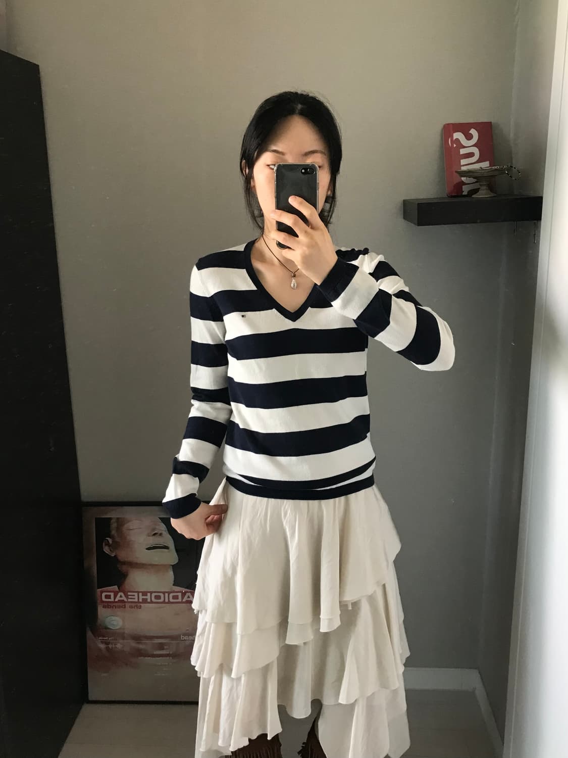 타미힐피거 로고 스트라이프 브이넥 니트 상품이미지4