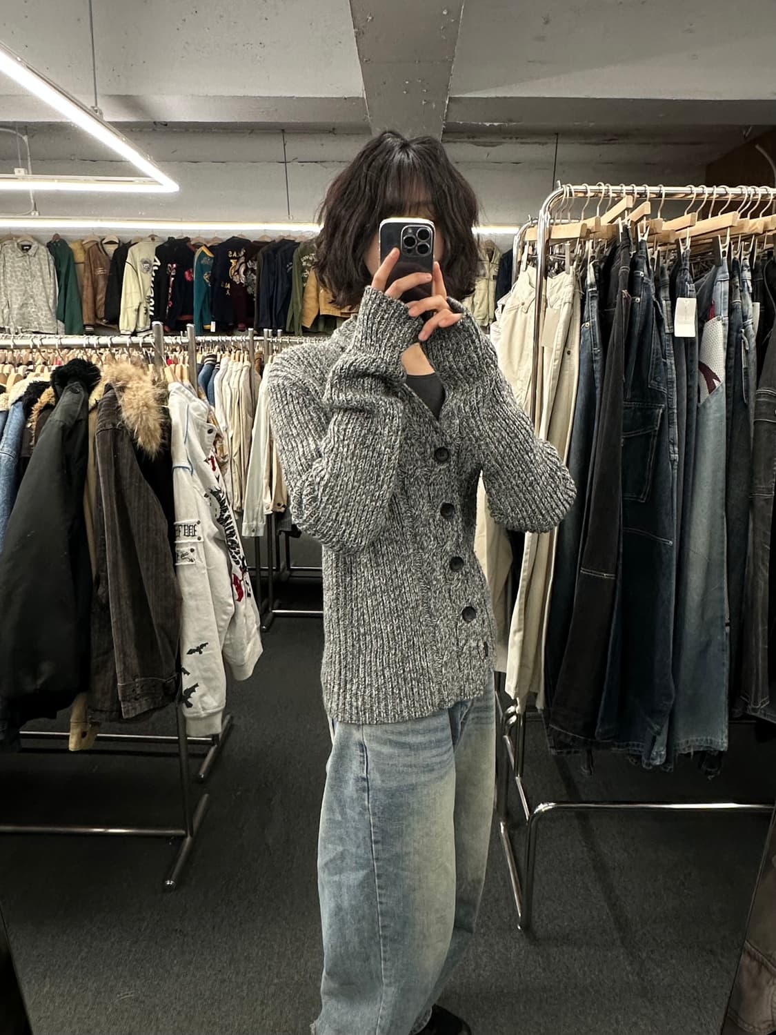 L)L.B-works 빈티지 여성 숄 카라 니트 가디건 상품이미지2