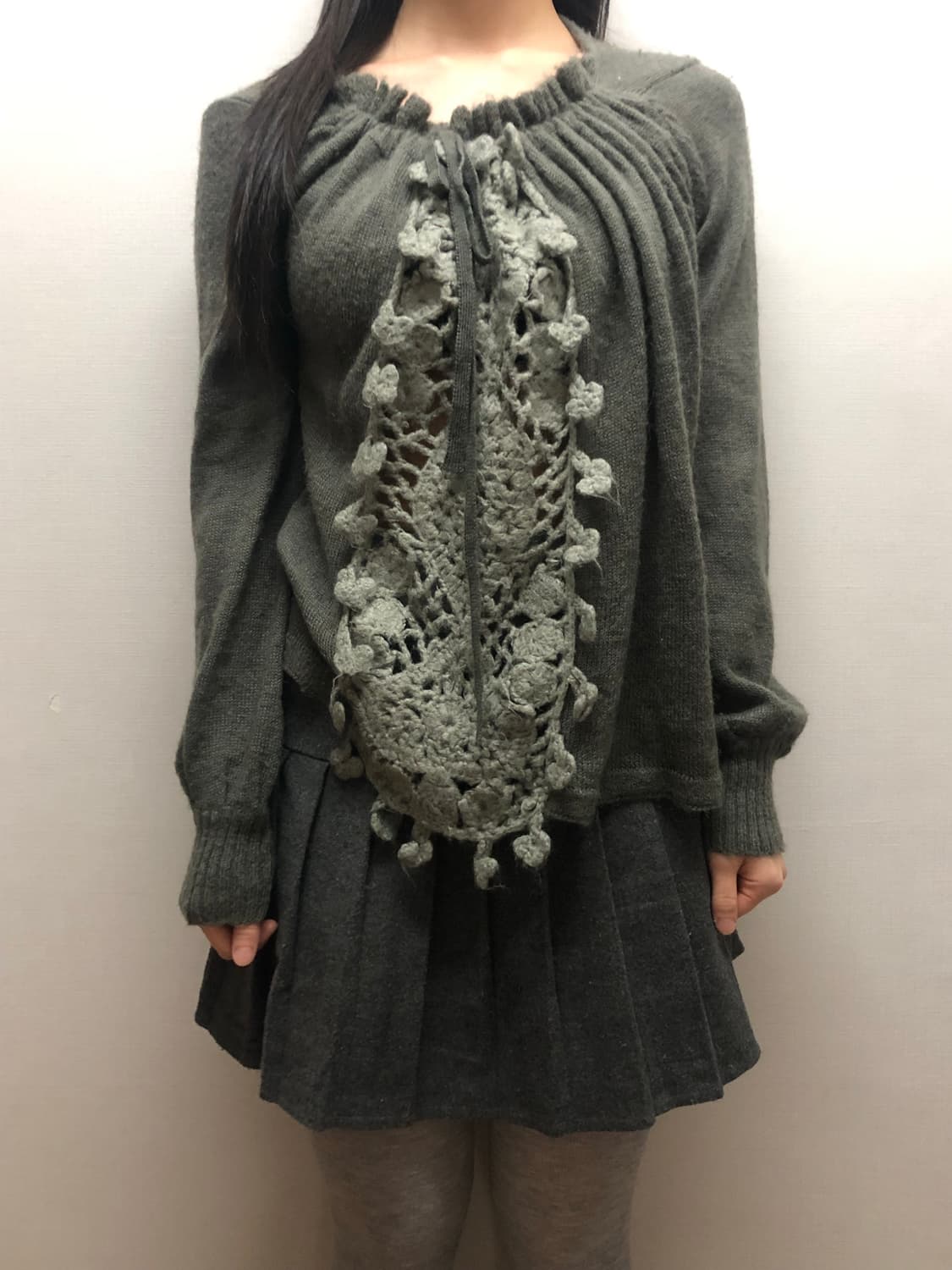 빈티지 그레이 크로쉐 니트 상품이미지6