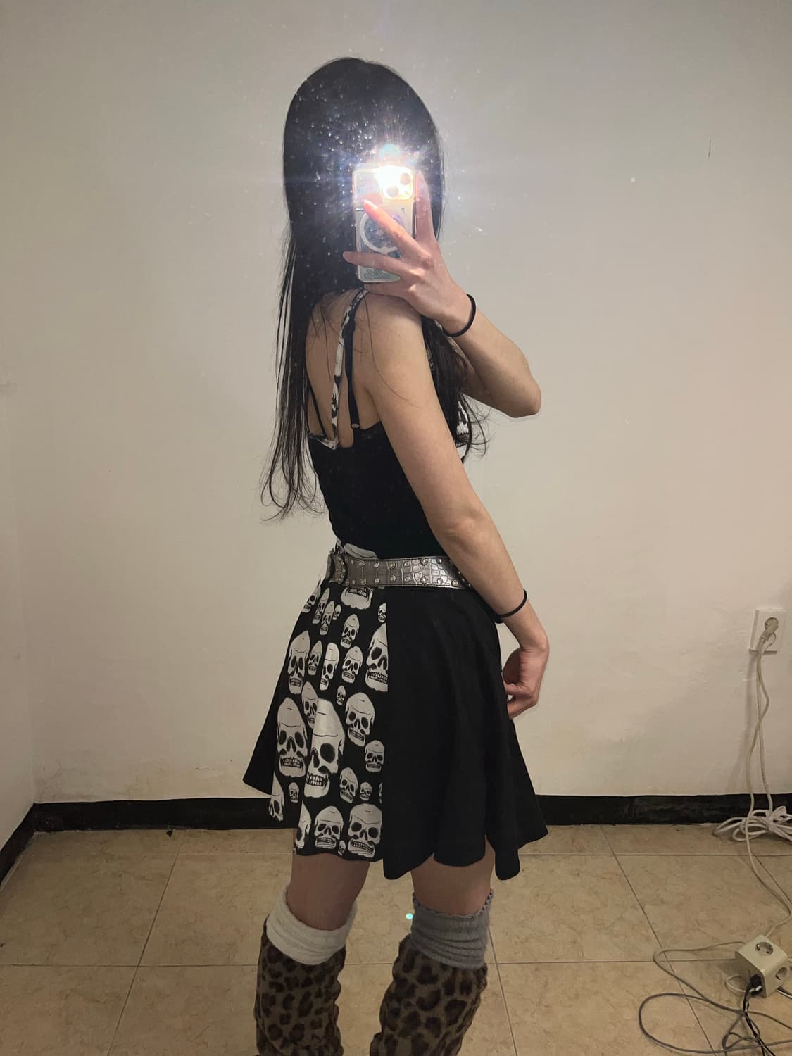 스컬 프린팅 펑크 원피스 상품이미지2