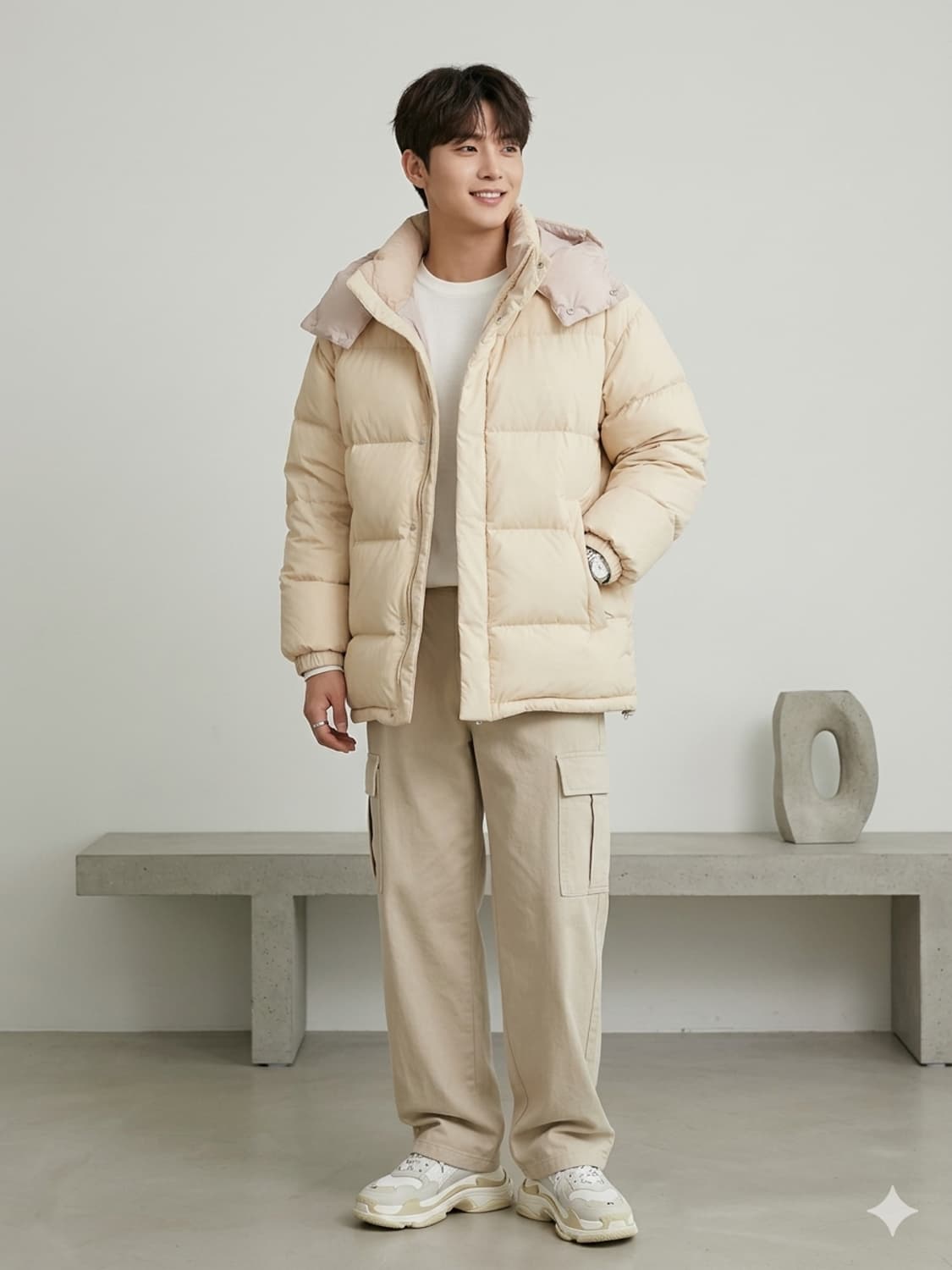 라퍼지스토어 프리미엄 덕다운 패딩 크림 상품이미지1