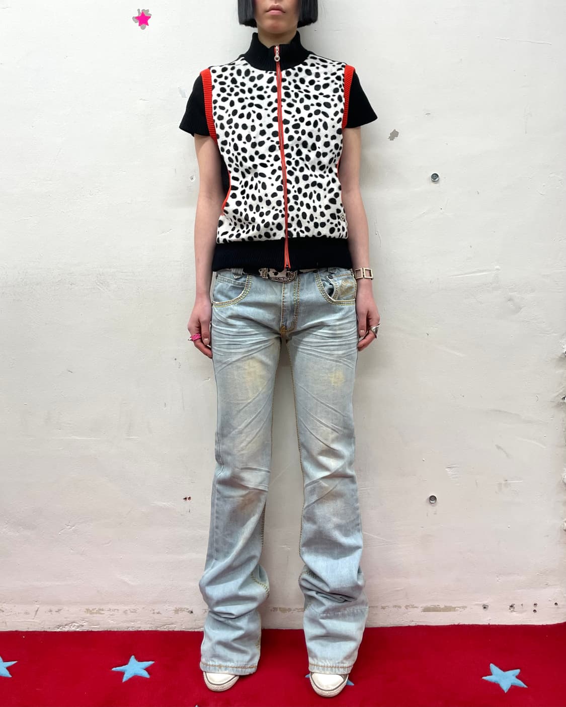 Leopard Cubic Zip-Up Short Sleeve 상품이미지3