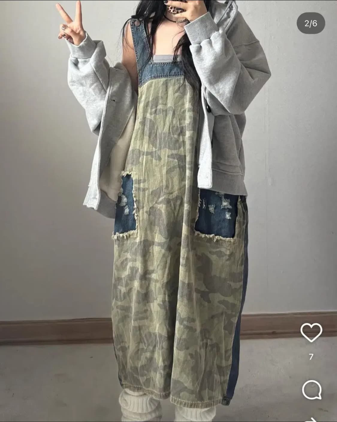 미라이클립)카모 청 멜빵 원피스 상품이미지3