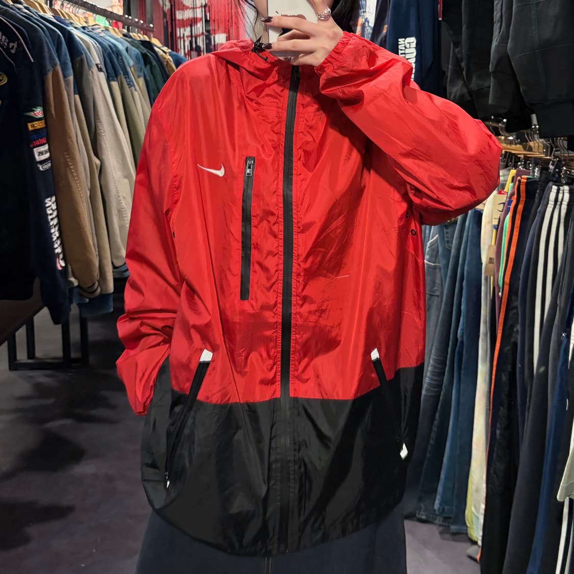 [IM] Nike 나이키 투톤 후드 바람막이 레드 블랙 상품이미지1