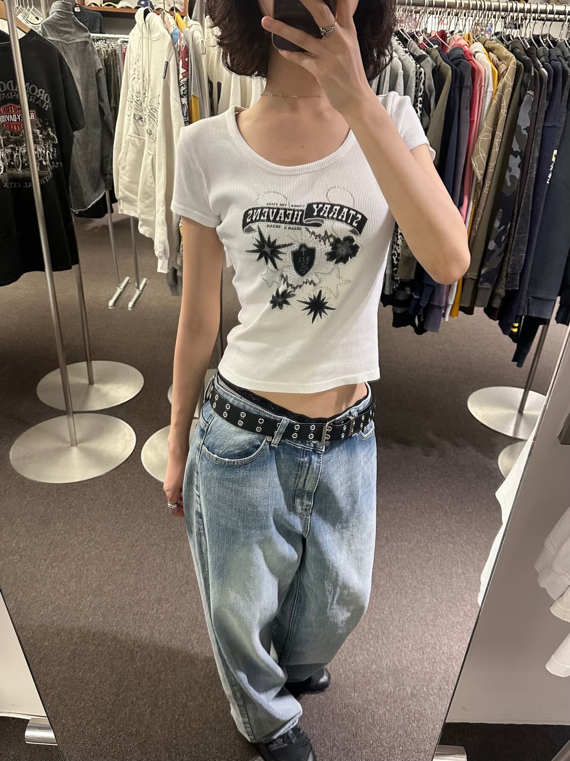 L)Buona Giornata vintage 여성 y2k 큐빅 반팔 상품이미지1