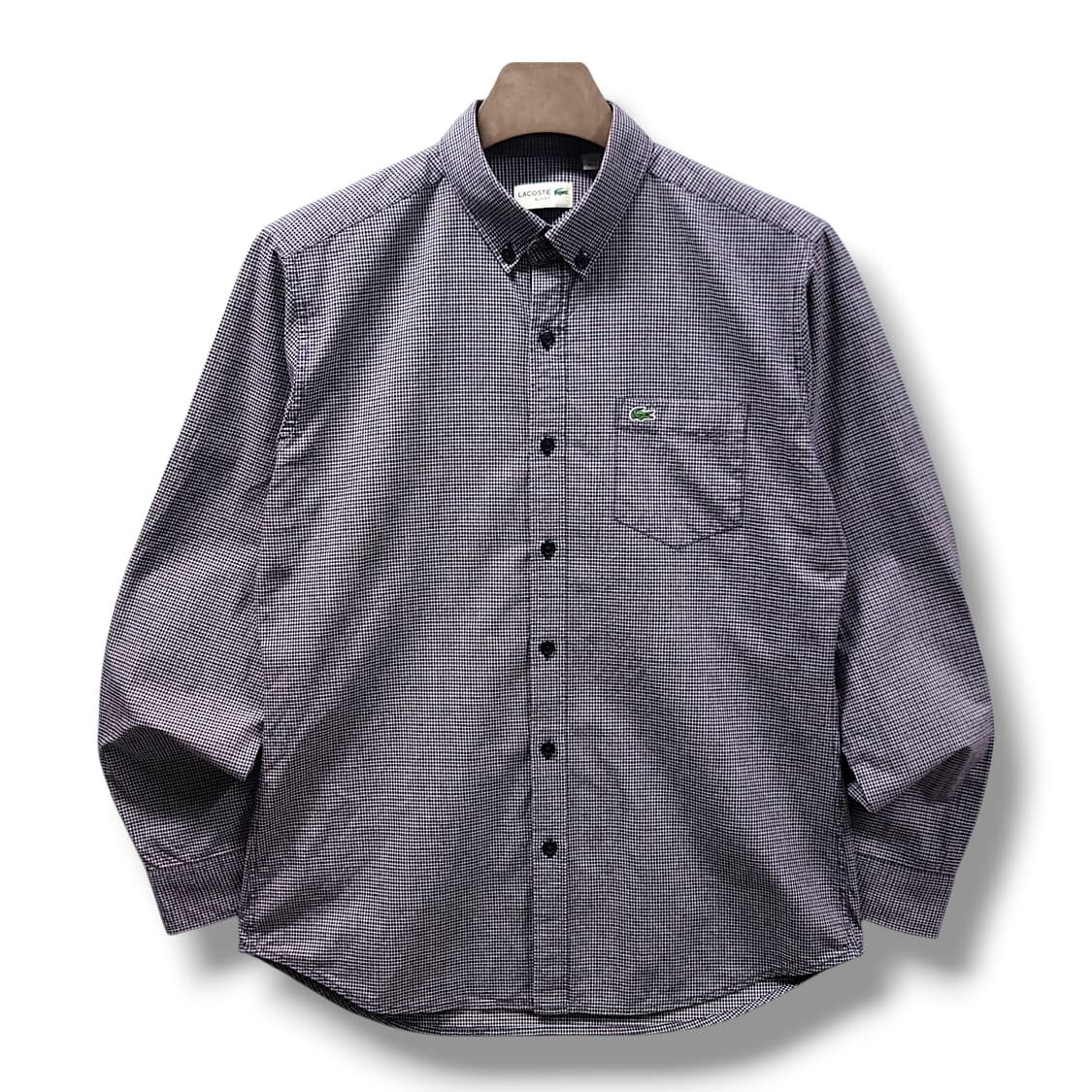 [105/L] 라코스테 브라운&블랙 체크 슬림핏 긴팔셔츠 상품이미지1