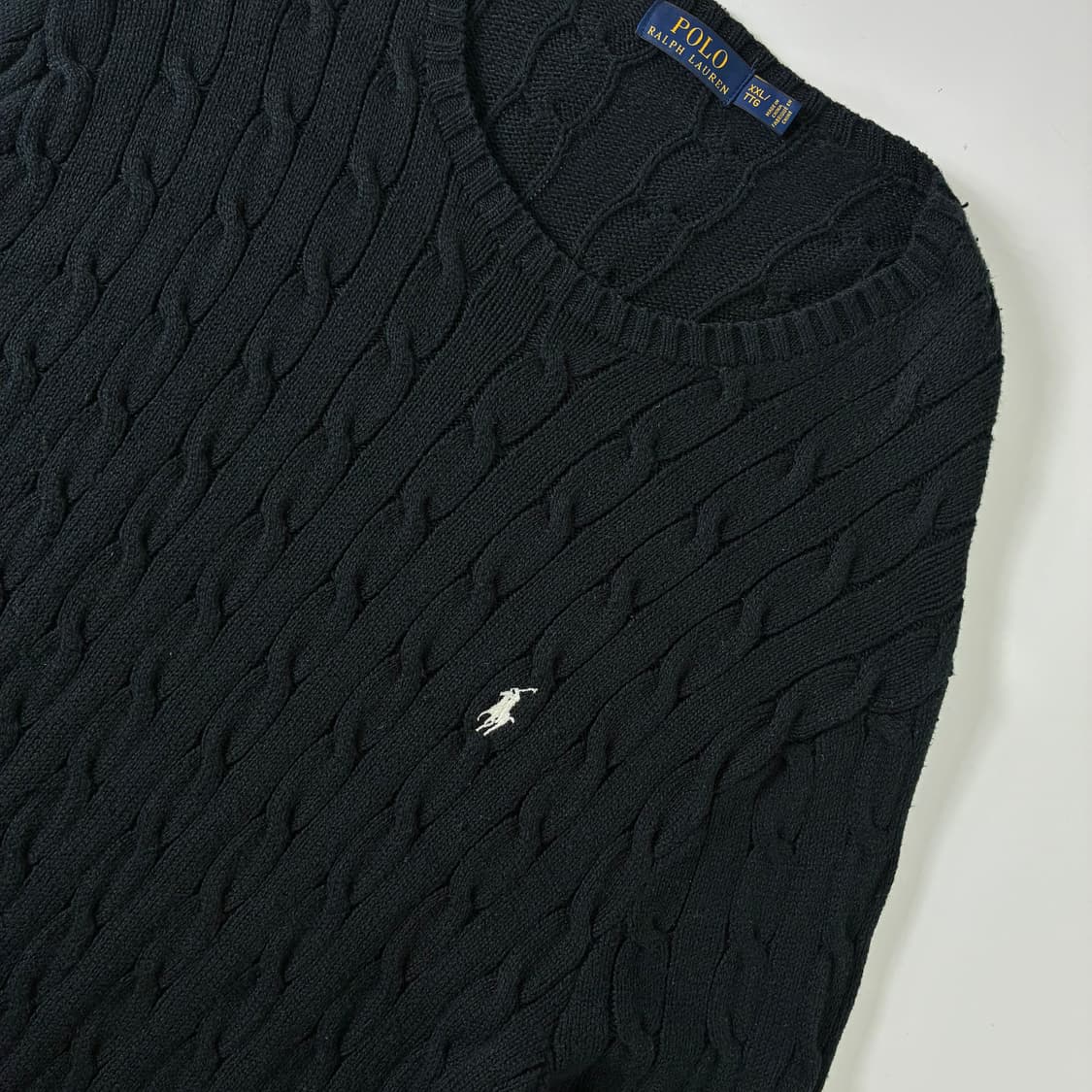 Polo  폴로 랄프로렌 자수 코튼 블랙 꽈배기 니트  상품이미지3