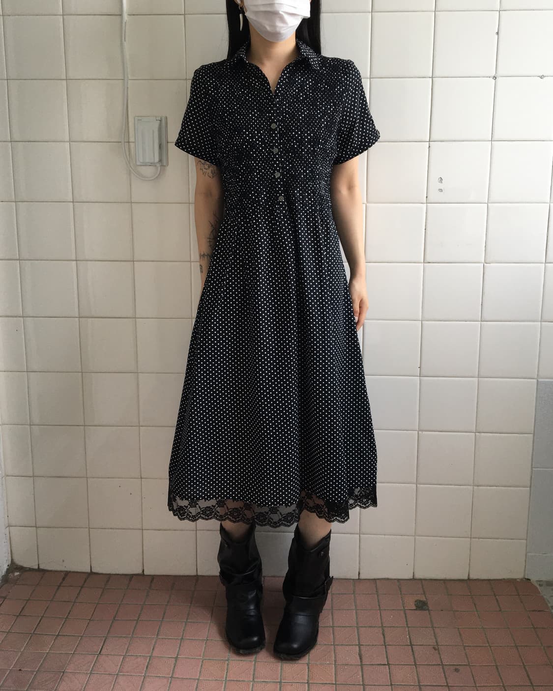 Embroidery point dot pattern onepiece 상품이미지8