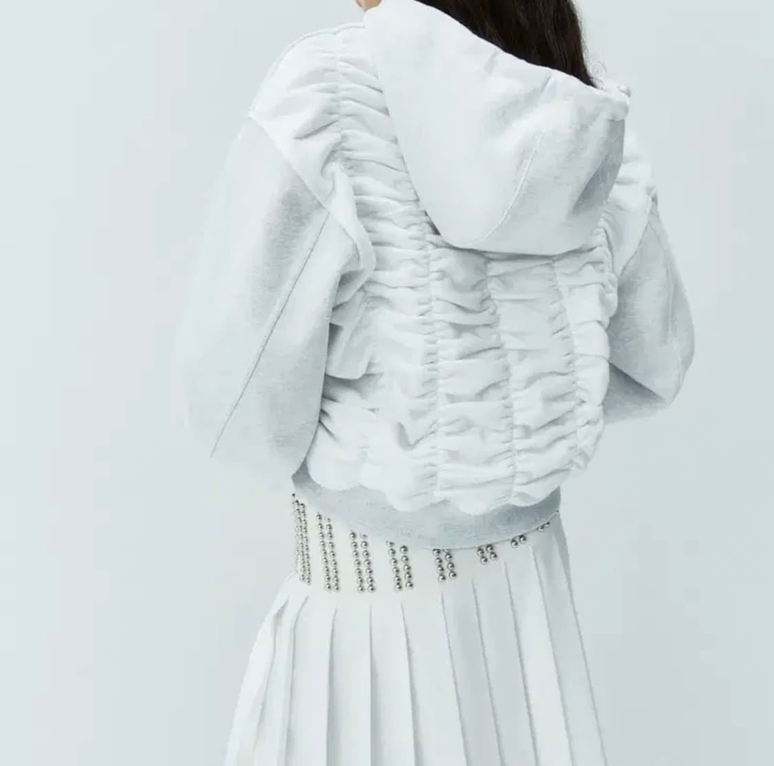 김미더영 백 셔링 후드 집업 25SS  연회색 상품이미지2