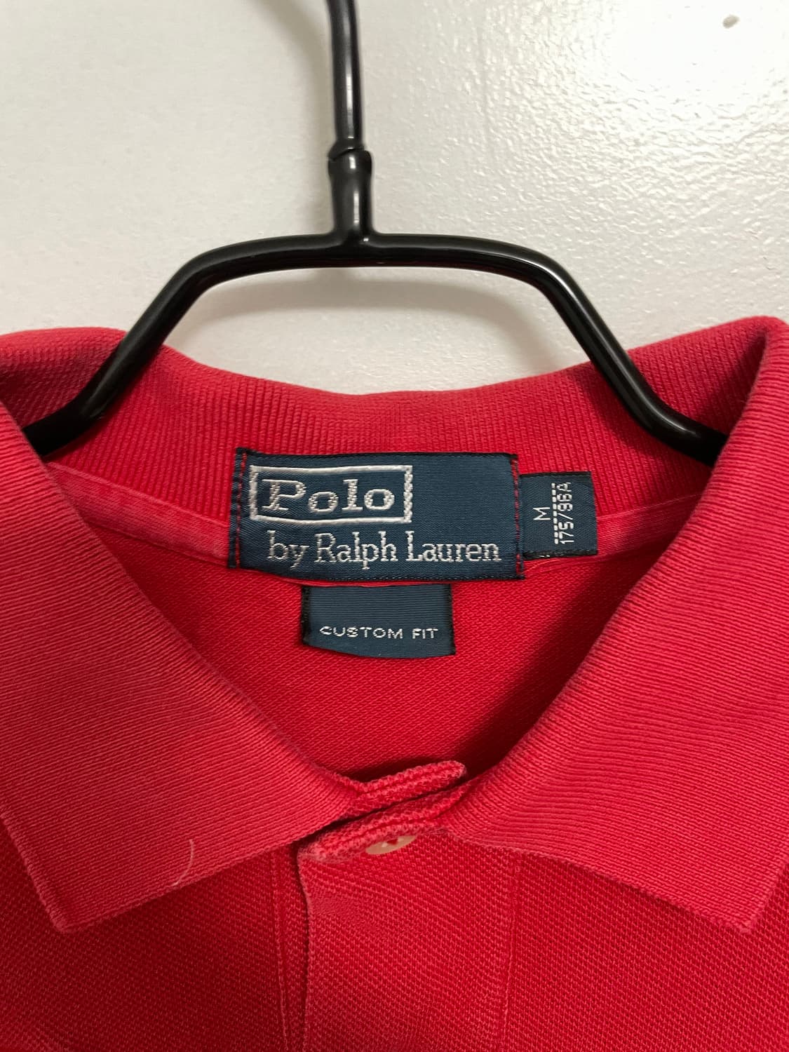 폴로 빈티지 빅포니 미국 국기 패치 커스텀핏 피케 셔츠 레드 상품이미지3