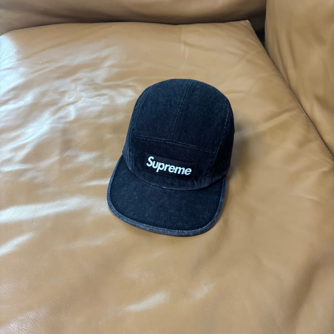 슈프림 캠프캡 모자 박스로고 데님 블랙 상품이미지1
