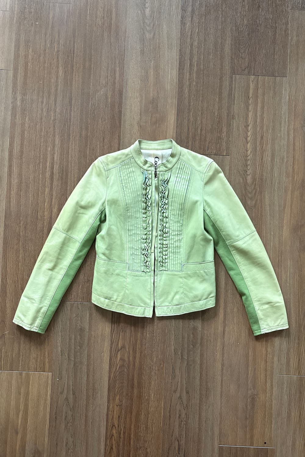 Frill & Pin-tuck Detailed Leather Jacket 상품이미지4