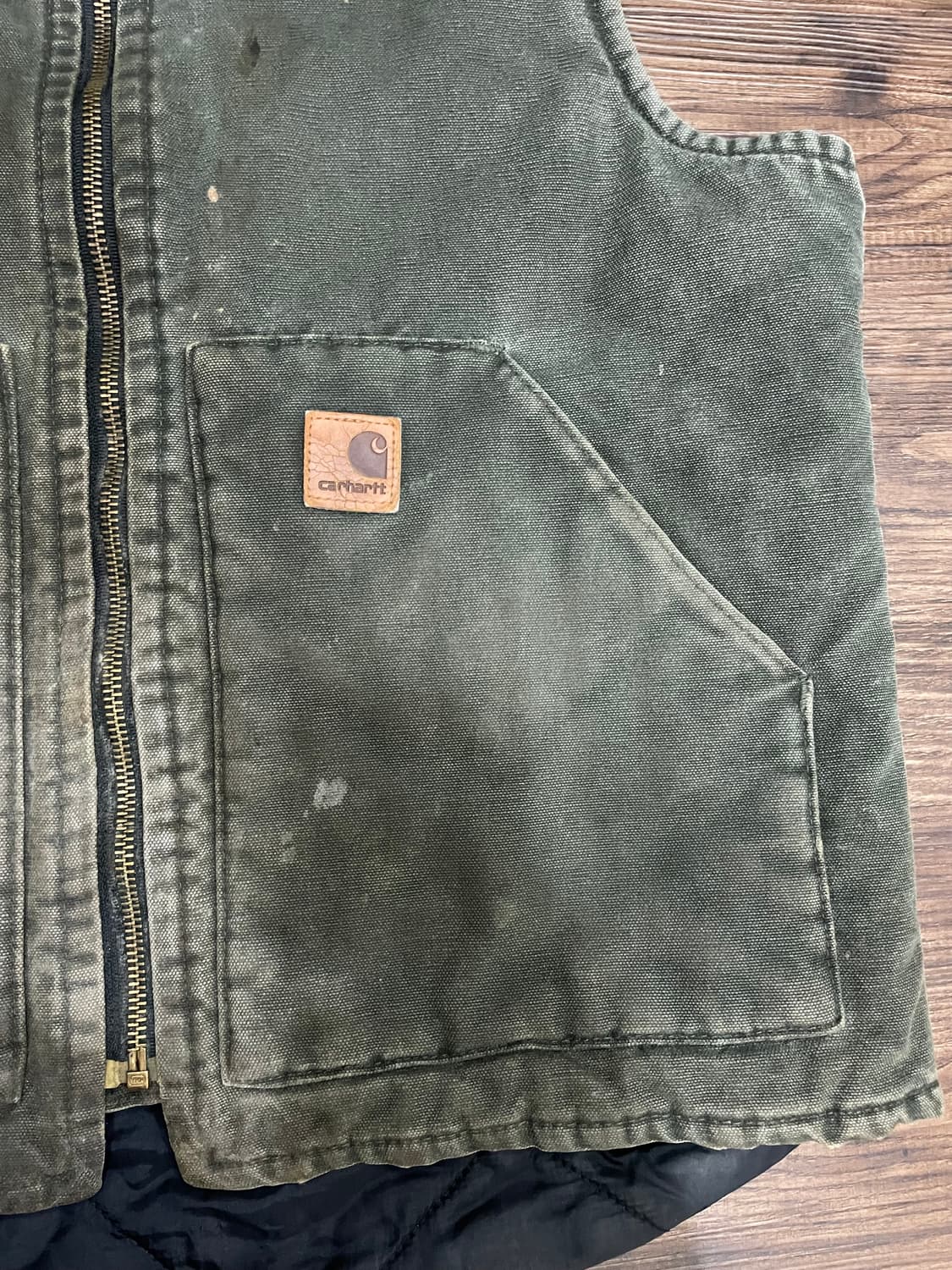 90s 칼하트 모스그린 V02 덕 캔버스 워크 베스트 상품이미지3