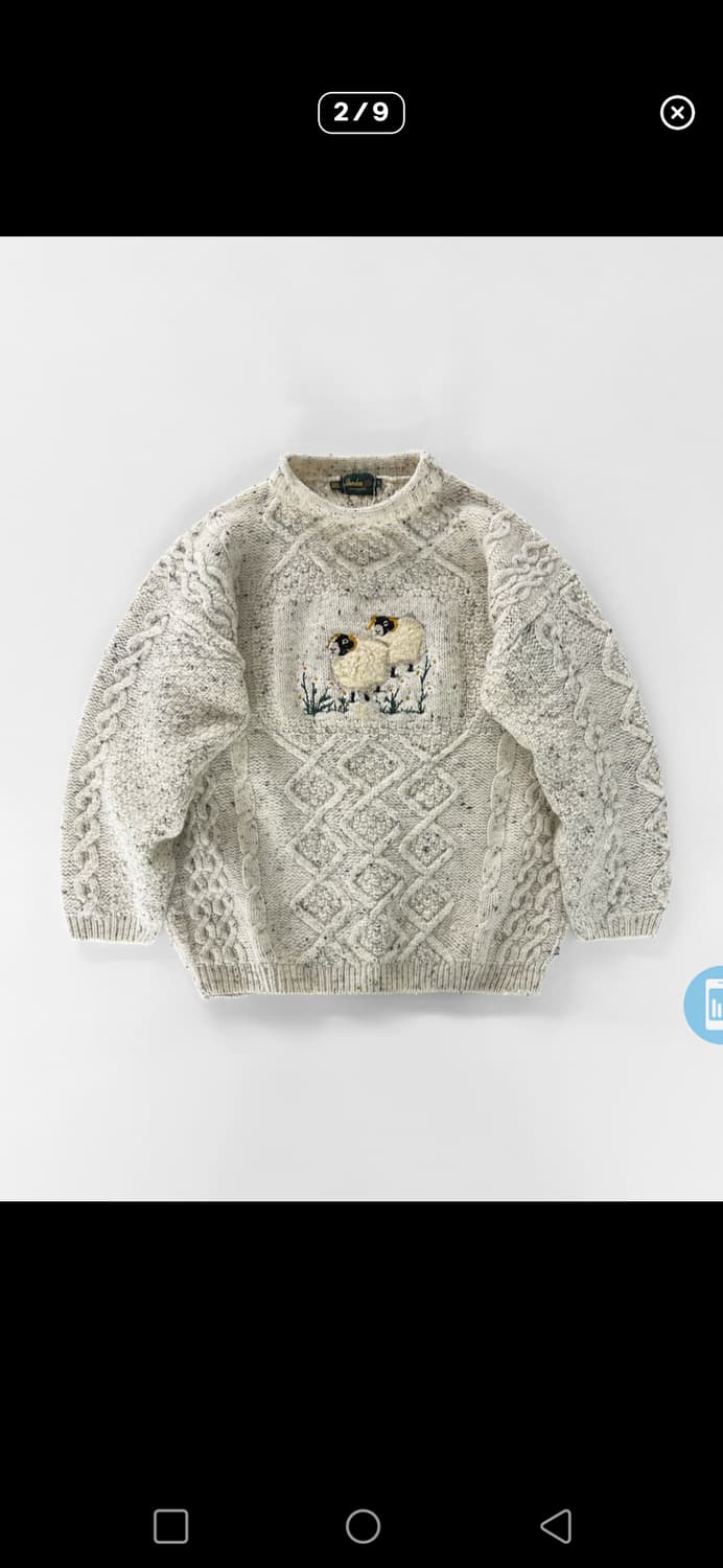 빈티지 양 자수 아란 케이블 스웨터 상품이미지1