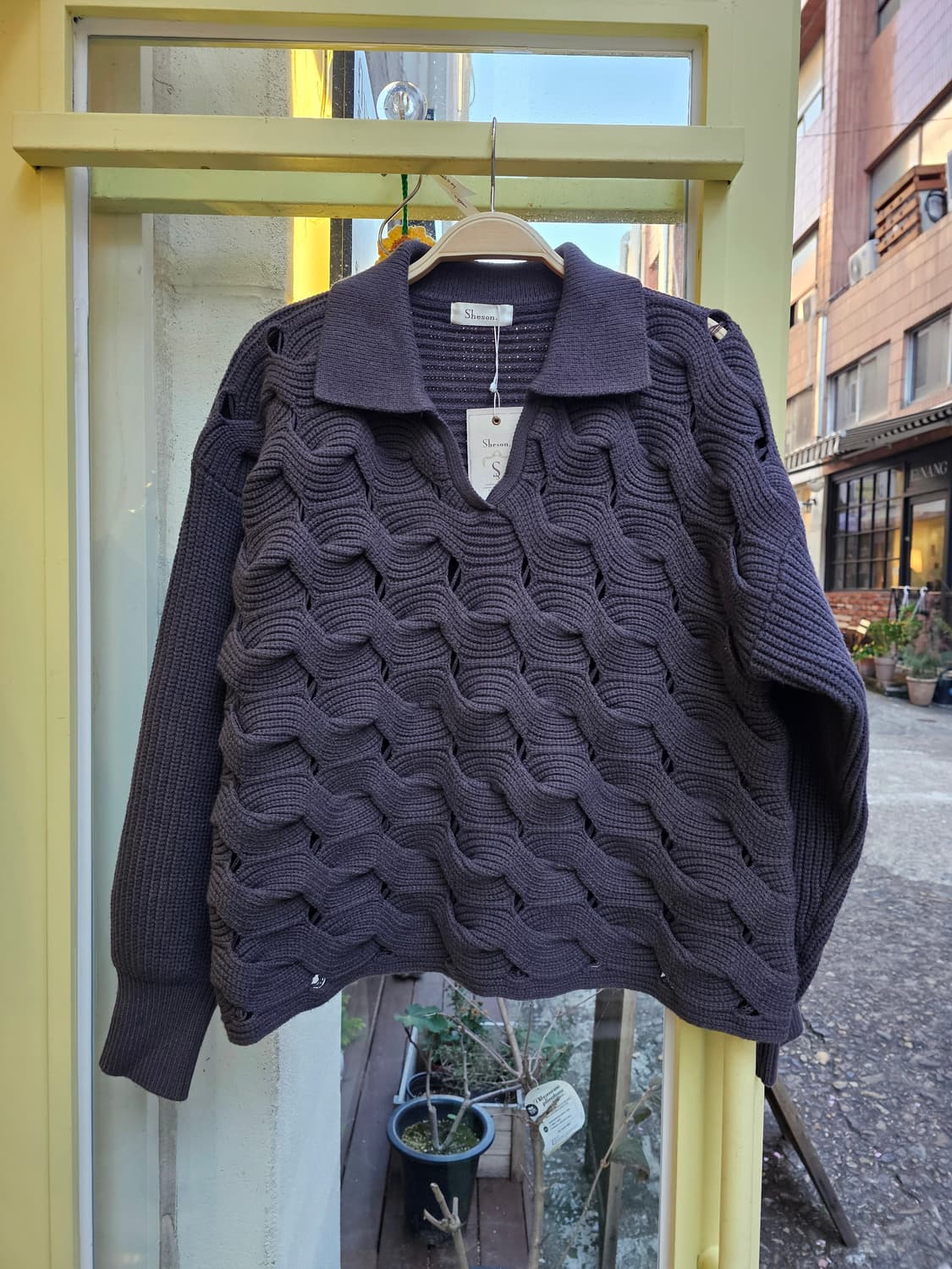 Japan 다크그레이 시스루 웨이브 니트 상품이미지3