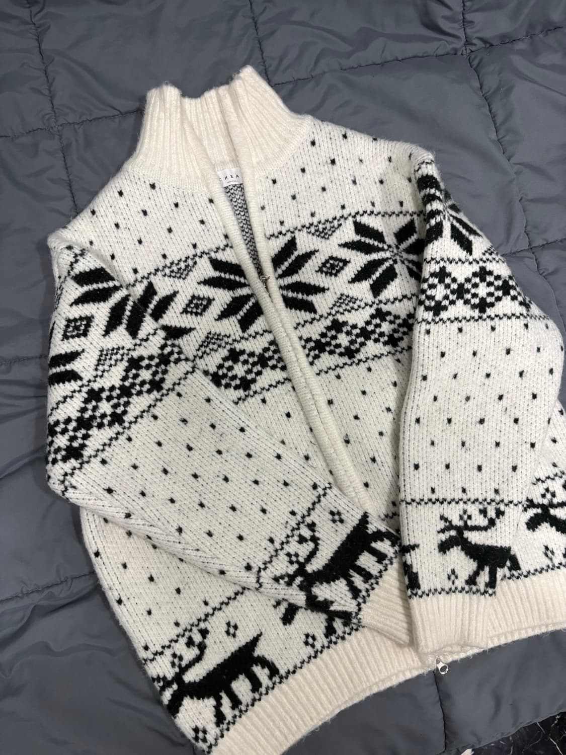 [새상품 L] 노르딕 패턴 니트집업 가디건 상품이미지1