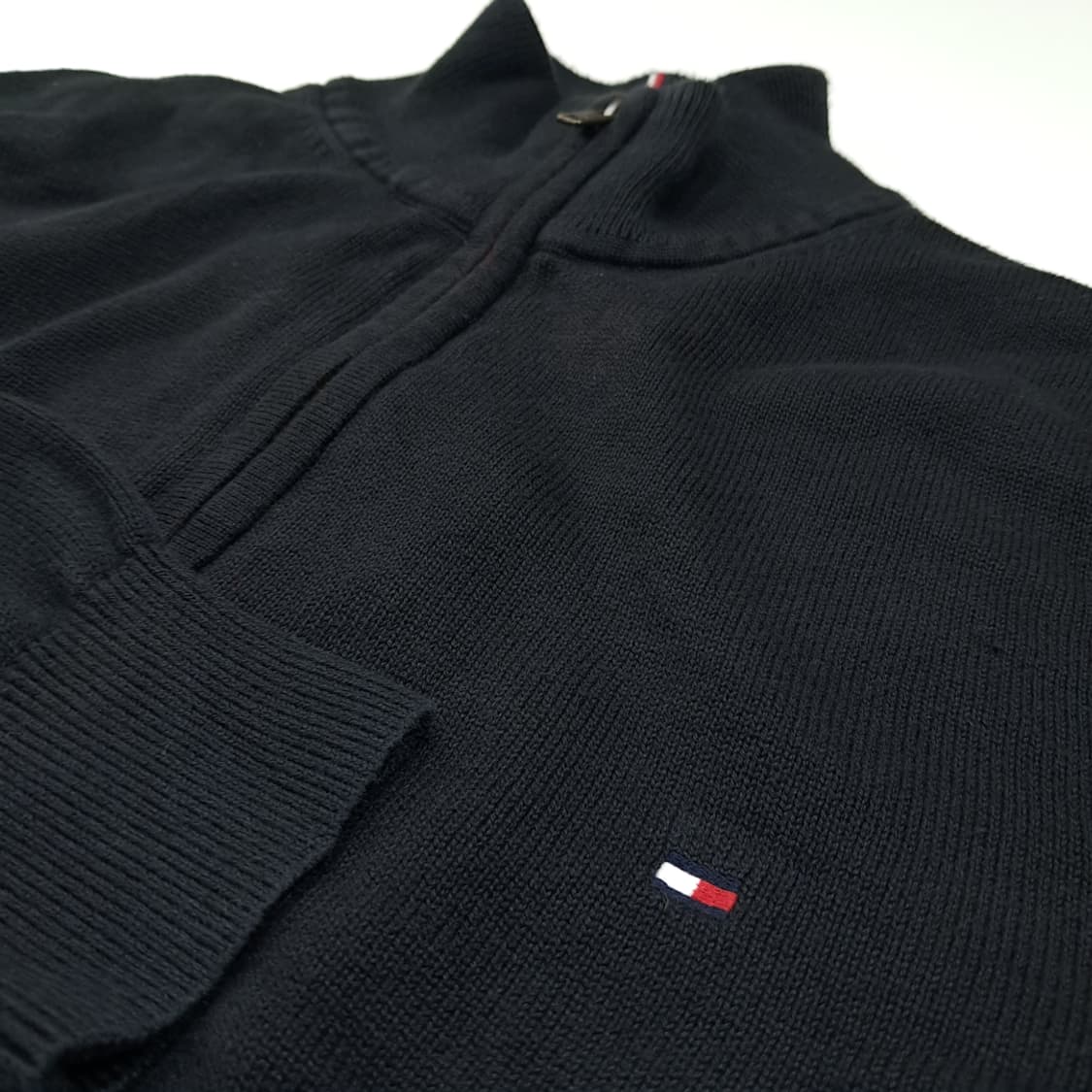 CL782 L 타미힐피거 가죽풀러 블랙 하프집업 니트 스웨터 상품이미지5