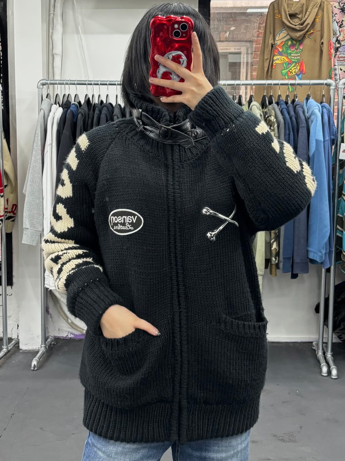 밴슨 레더 스컬 코위찬 자켓 상품이미지3