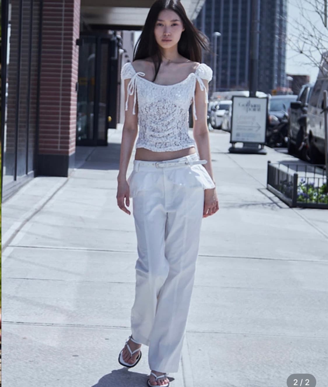 CERRIC 세릭 LACE CREASE SHIRRING HALF TOP 상품이미지4
