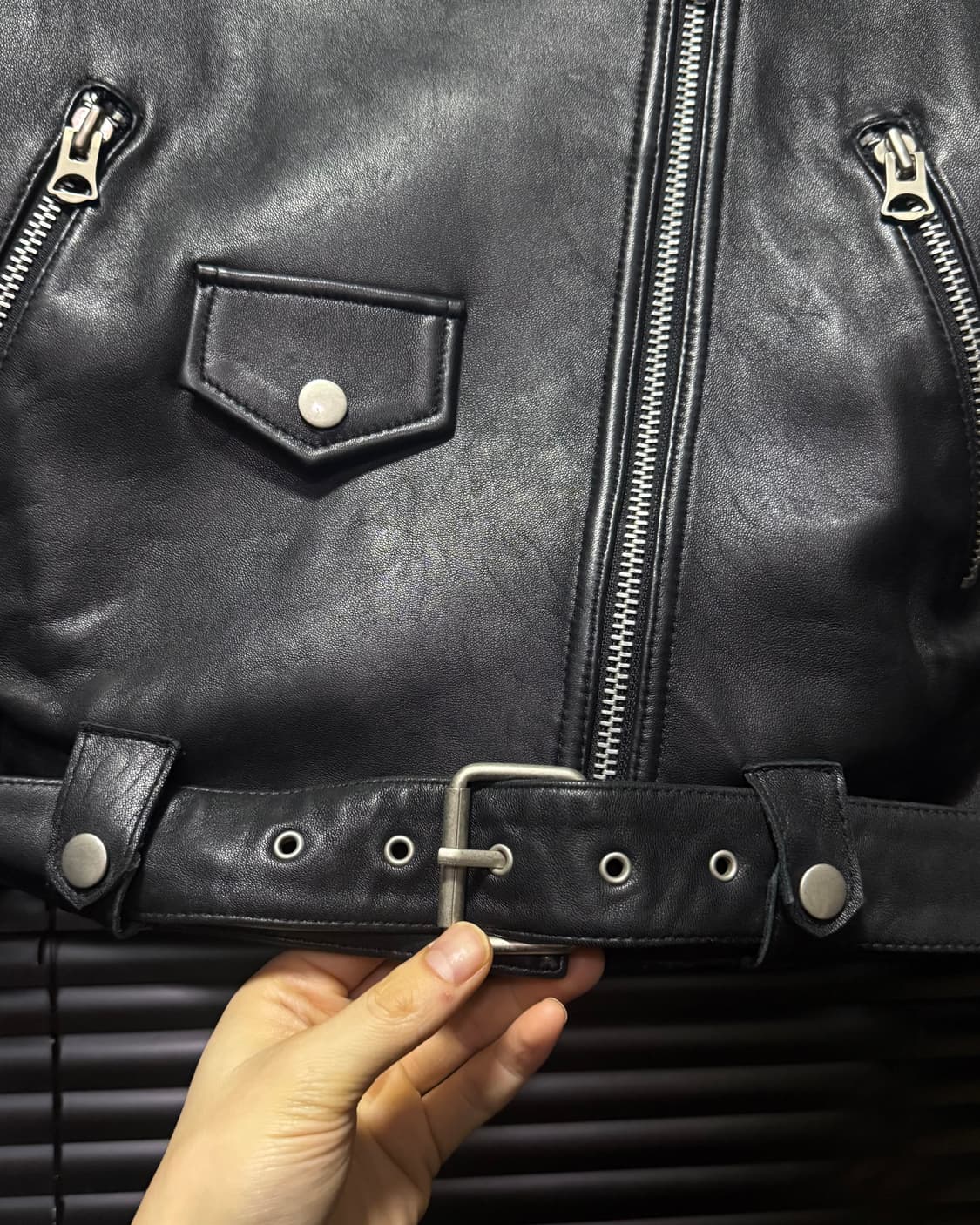 이태리 이탈리아 양가죽 램스킨 라이더 바이커 블랙 락시크 레더 자켓  상품이미지4