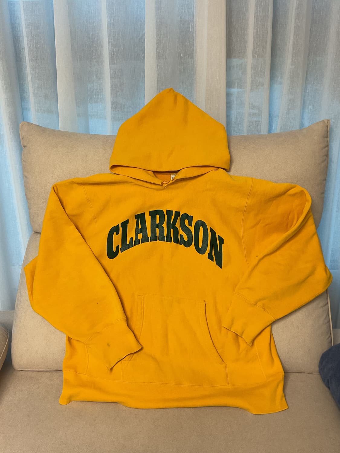 80s champion yellow damaged hoodie 상품이미지2