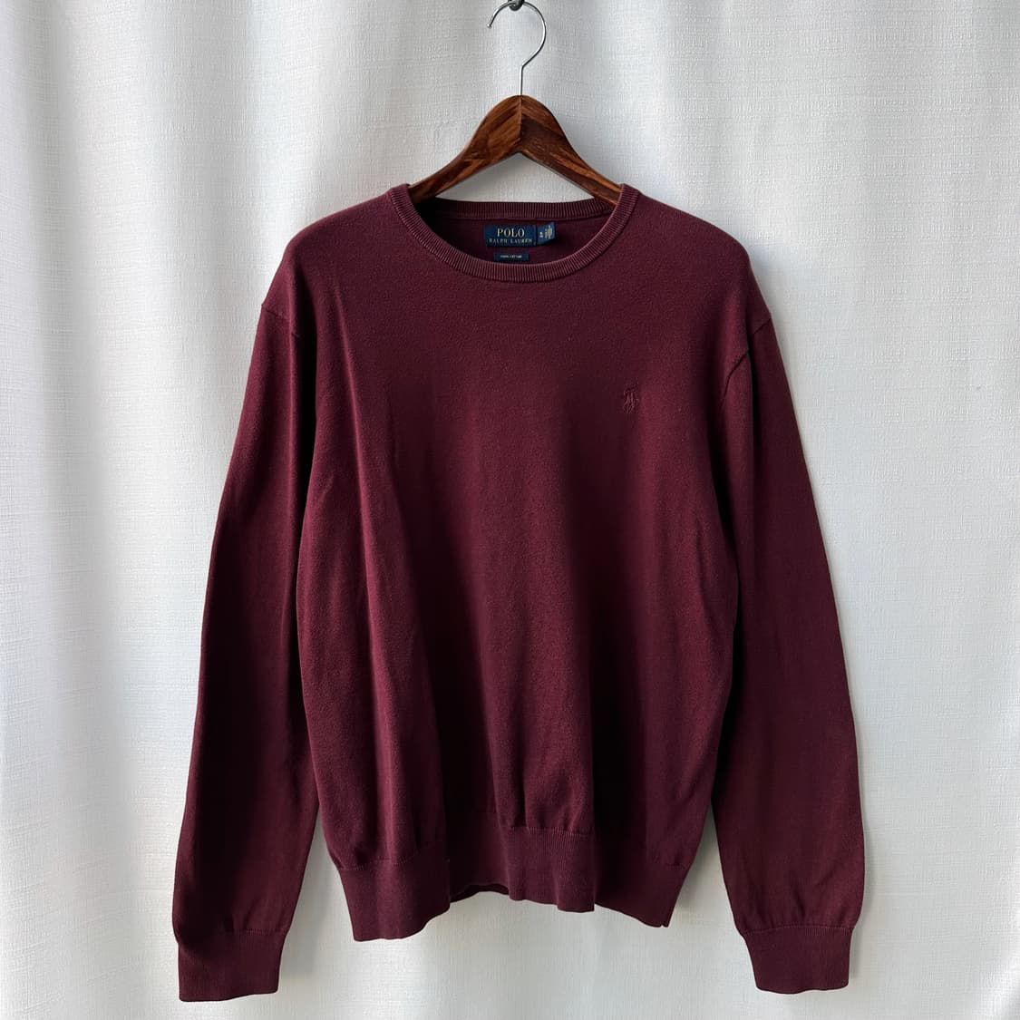 폴로 랄프로렌 피마 코튼 라운드 니트 버건디 XL 상품이미지1