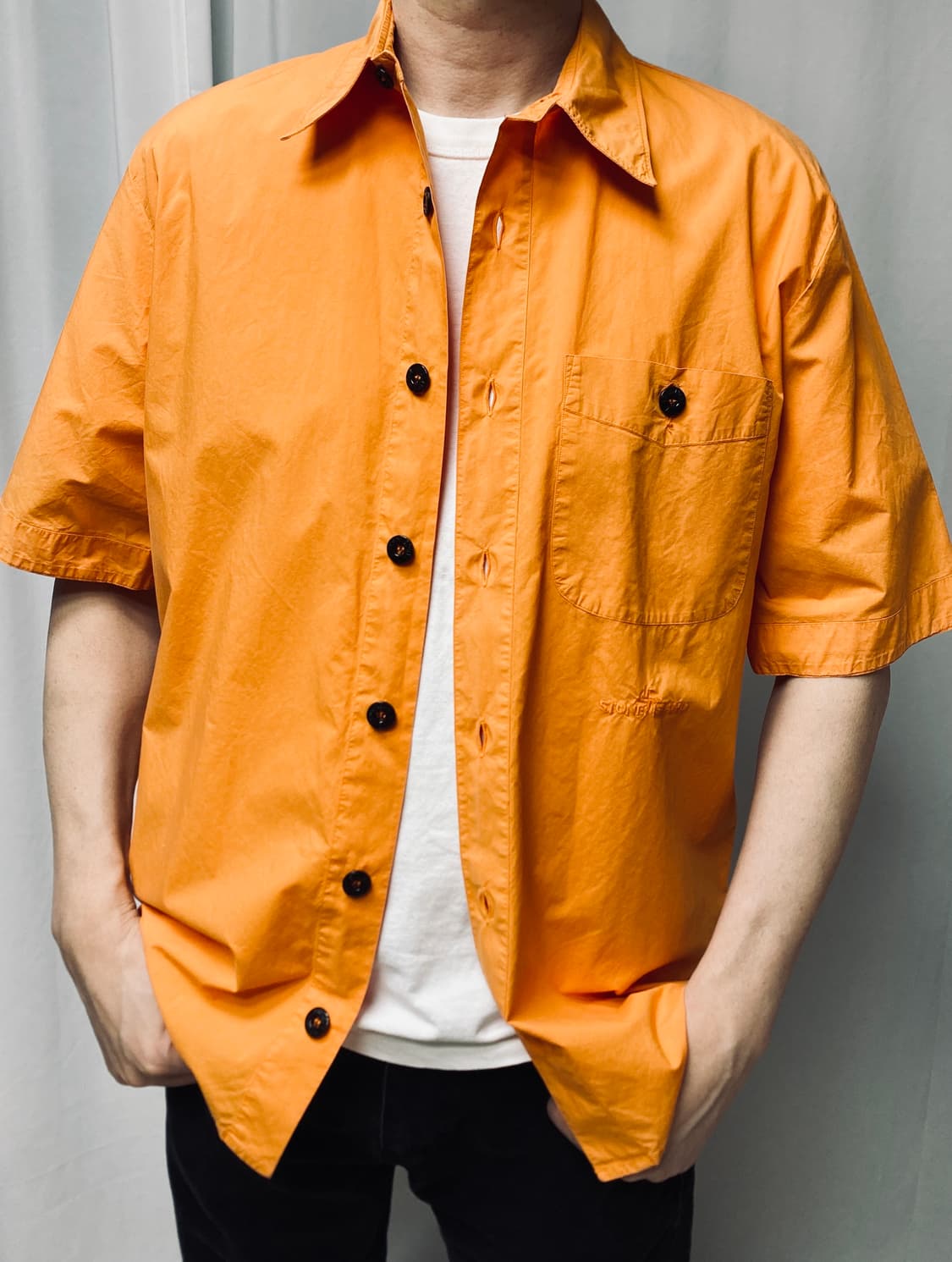 스톤아일랜드 반팔 포켓 남방 셔츠 오렌지 100 L 상품이미지1