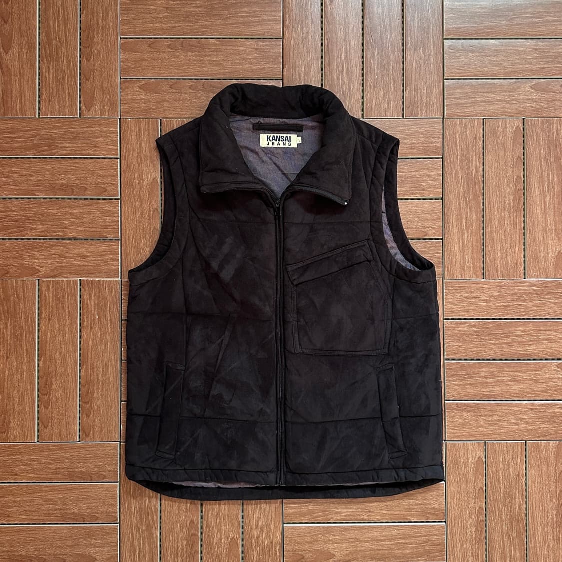 Kansai jeans fake swede padded vest 상품이미지2
