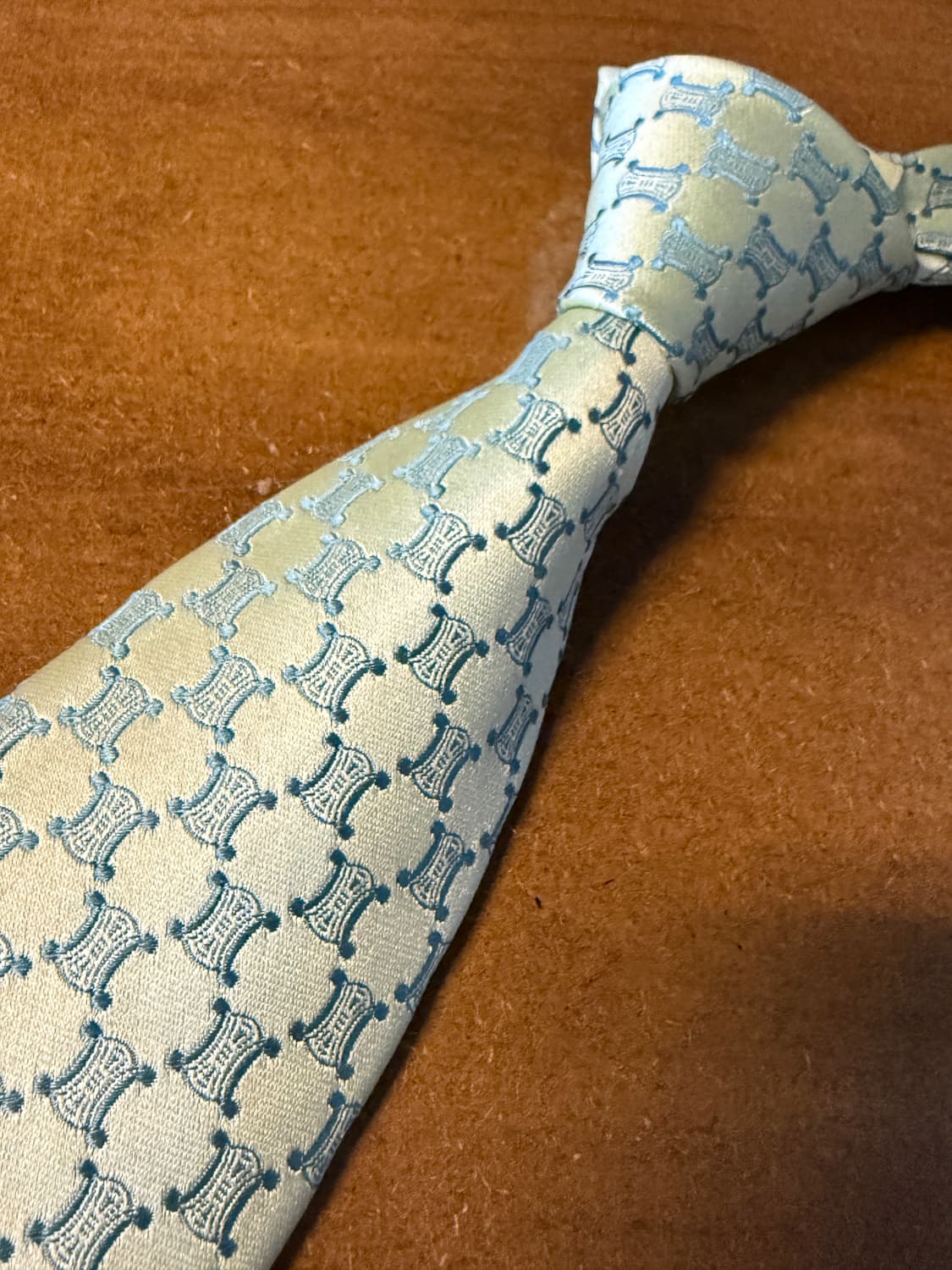 셀린느 CELINE 트리오페 자카드 실크 넥타이 라이트 그린 상품이미지1