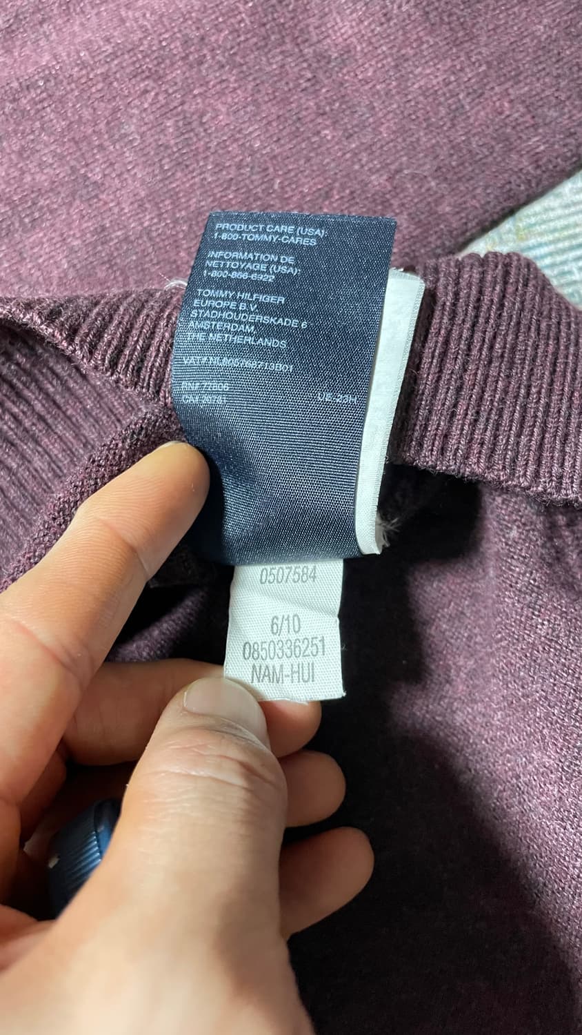 USA 미국 빈티지 y2k 타미힐피거 코튼 캐시미어 브이넥 니트 스웨터 상품이미지9