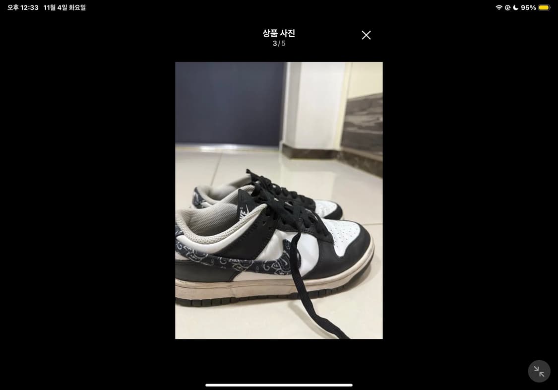 나이키 덩크 로우 에센셜 블랙 프레즐리 235 상품이미지3